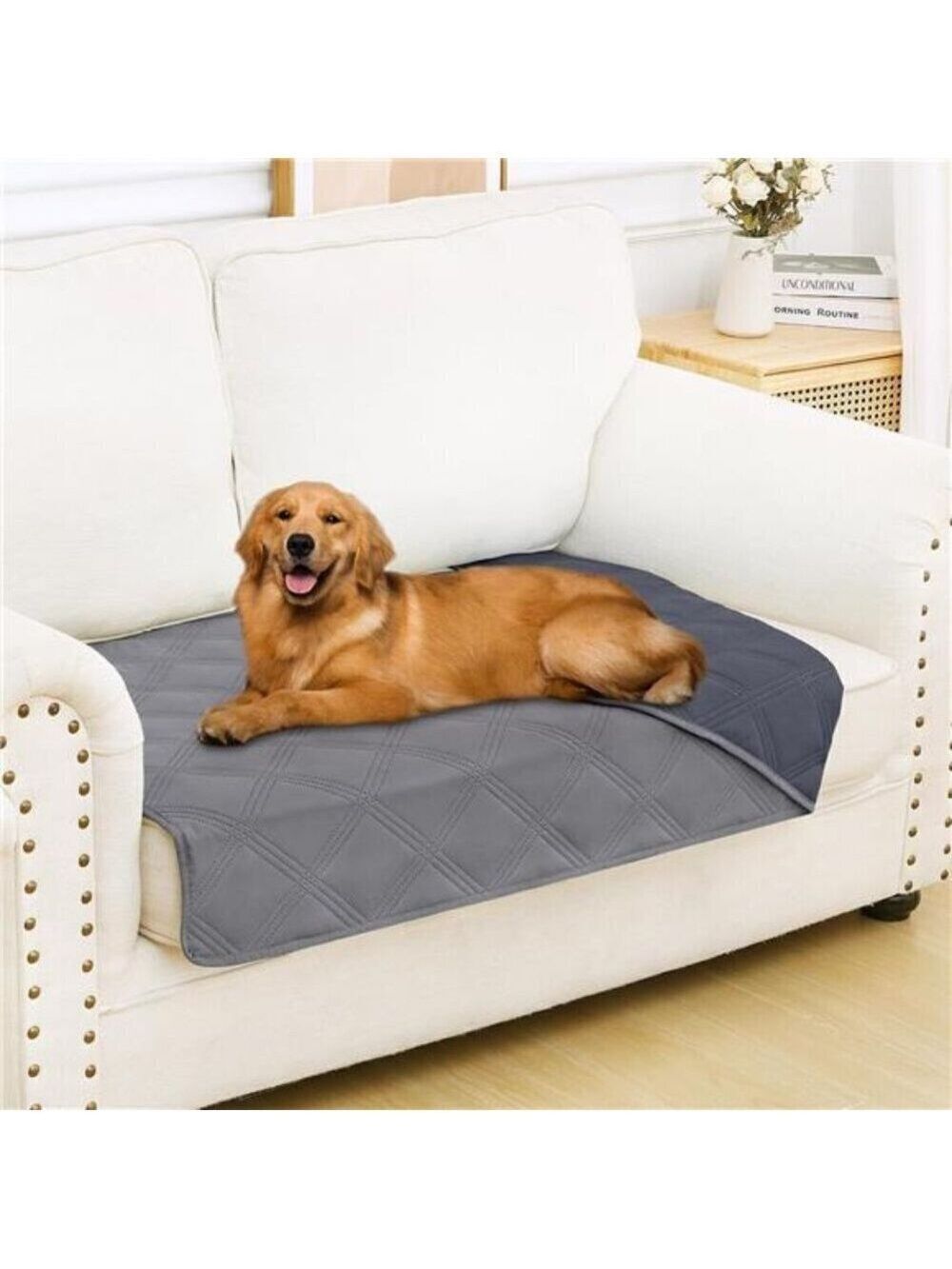 Waterproof Dog Bed Cover Blanket 30" x 53" Soft Reversible Pet Blanket Grey NEW